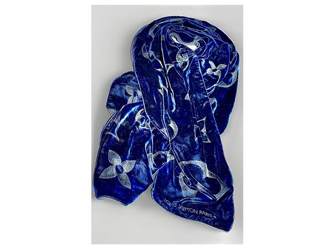 Louis Vuitton Monogram Schal aus Samt - Blau - Ansicht 4