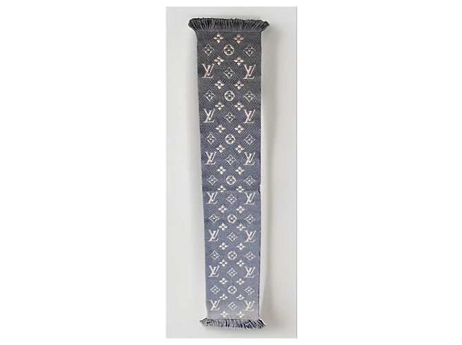 Bufanda Louis Vuitton Monogram de lana y seda Multicolor Beige Gris - vista 10