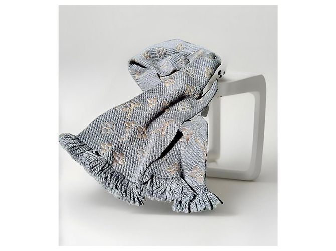 Bufanda Louis Vuitton Monogram de lana y seda Multicolor Beige Gris - vista 2