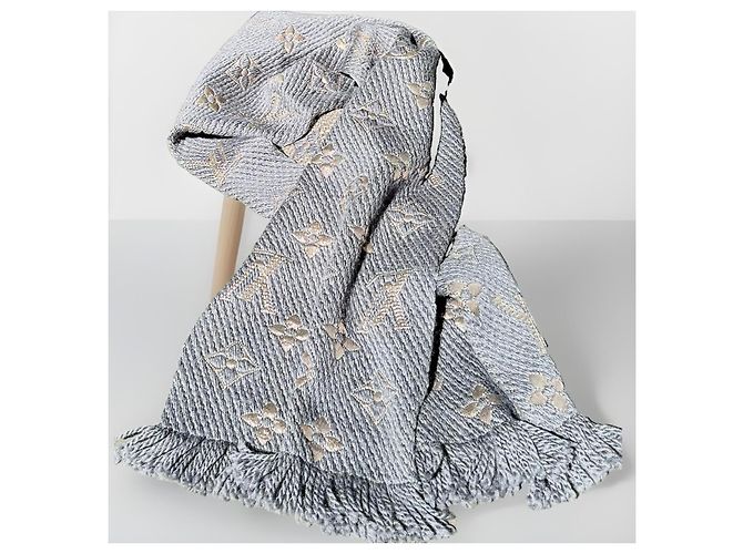 Bufanda Louis Vuitton Monogram de lana y seda Multicolor Beige Gris - vista 3