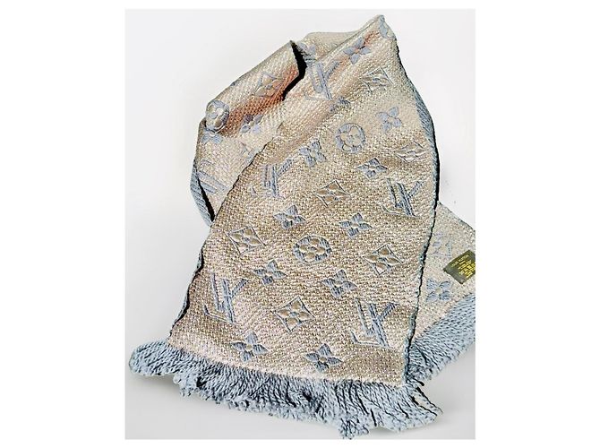 Bufanda Louis Vuitton Monogram de lana y seda Multicolor Beige Gris - vista 4
