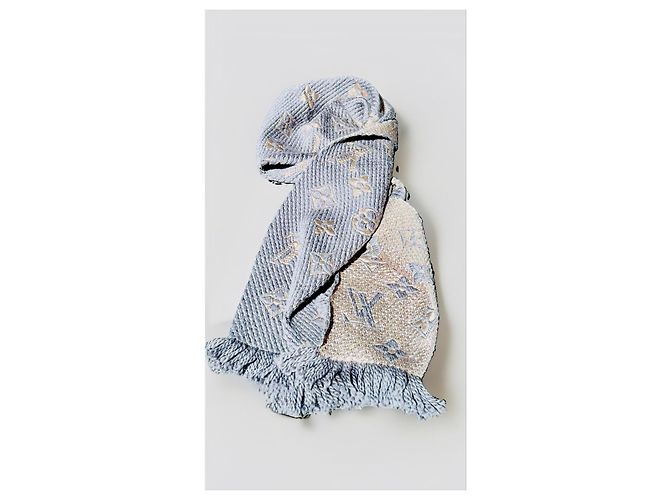 Bufanda Louis Vuitton Monogram de lana y seda Multicolor Beige Gris - vista 6