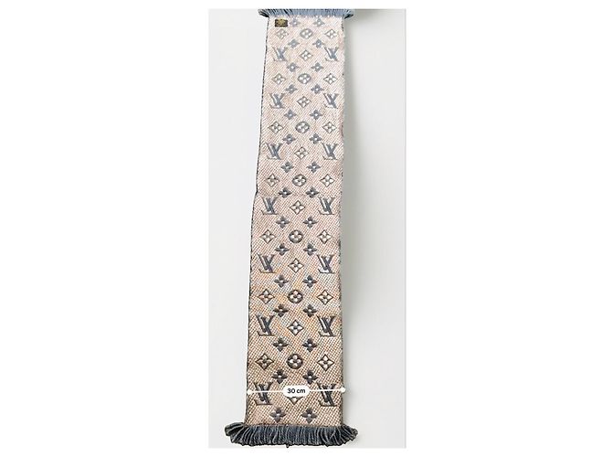 Bufanda Louis Vuitton Monogram de lana y seda Multicolor Beige Gris - vista 8