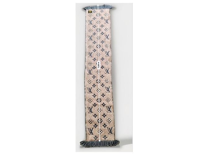 Bufanda Louis Vuitton Monogram de lana y seda Multicolor Beige Gris - vista 9