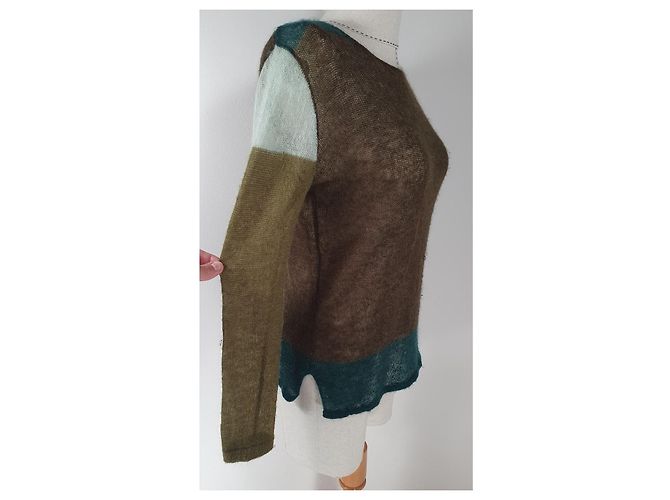 Autre Marque Samsøe & Samsøe Pull en maille colorblock Marron Vert Bleu clair - vue 2
