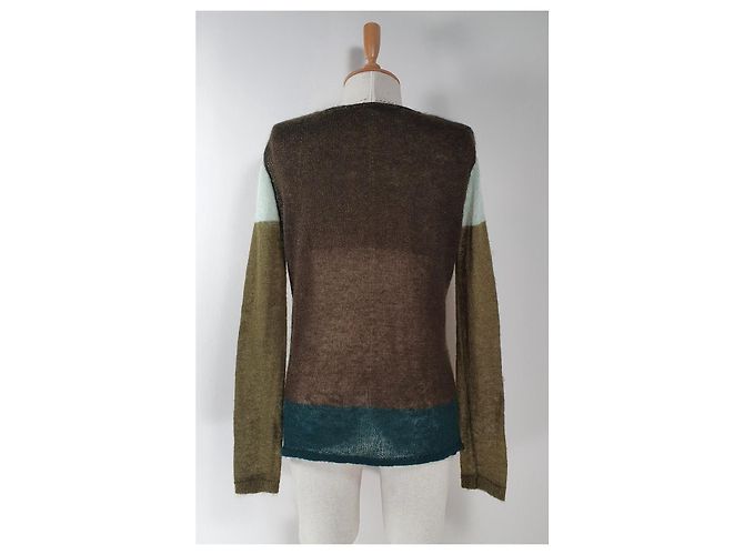 Autre Marque Samsøe & Samsøe Pull en maille colorblock Marron Vert Bleu clair - vue 3
