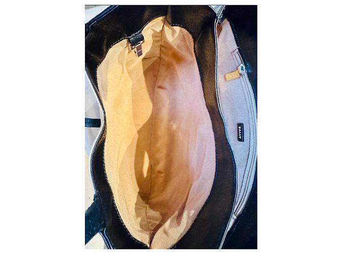 Borsa Bally in pelle e tessuto Nero Beige - vista 10