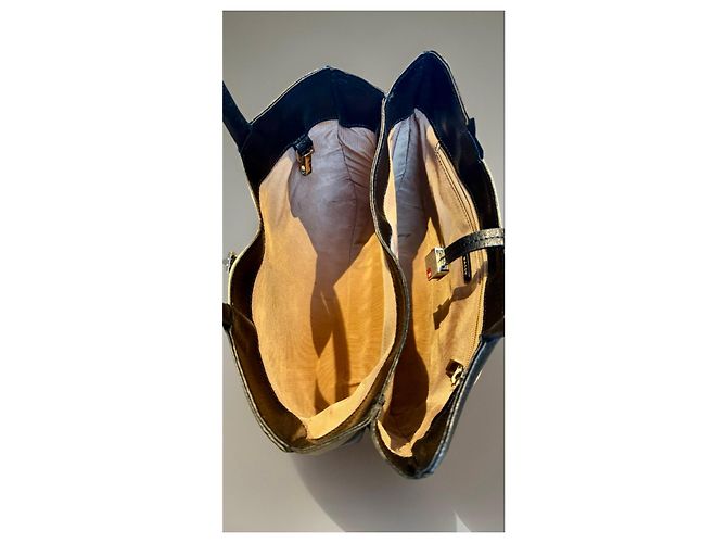 Borsa Bally in pelle e tessuto Nero Beige - vista 5