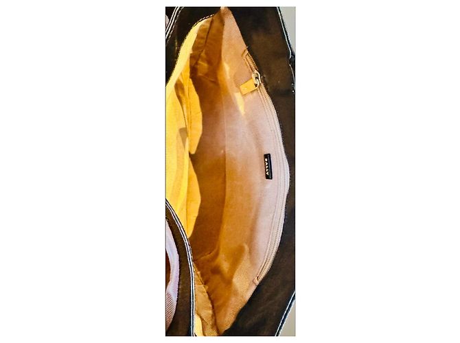 Borsa Bally in pelle e tessuto Nero Beige - vista 9