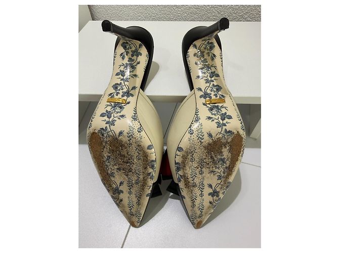 Gucci Mules Décolleté con Fiocco Nero e Crema Bianco Rosso Verde - vista 11