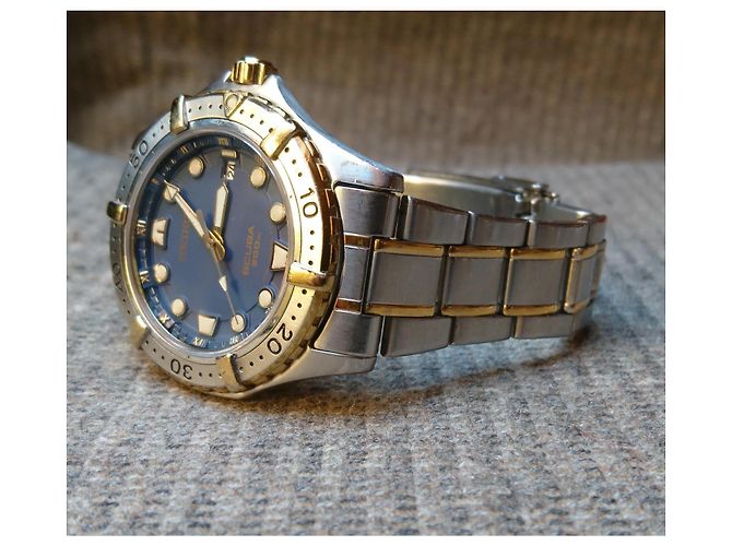 Seiko Scuba 7N35-6060 Relógio Quartz Azul Dourado - vista 10