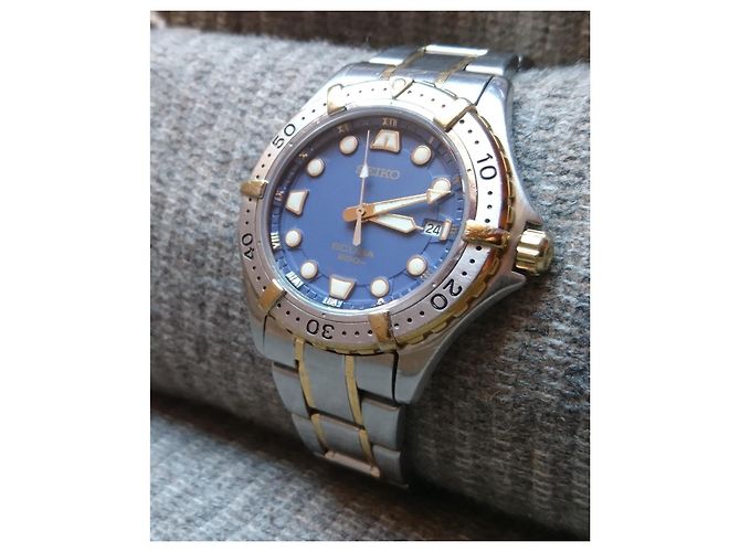 Seiko Scuba 7N35-6060 Relógio Quartz Azul Dourado - vista 13