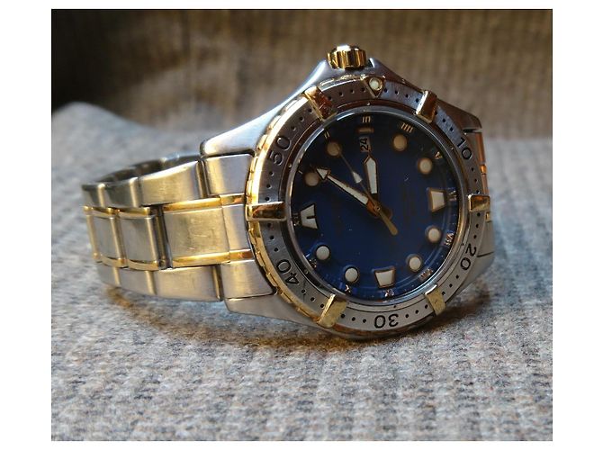 Seiko Scuba 7N35-6060 Relógio Quartz Azul Dourado - vista 14