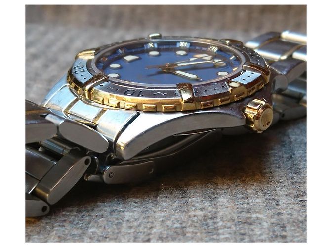 Seiko Scuba 7N35-6060 Relógio Quartz Azul Dourado - vista 6