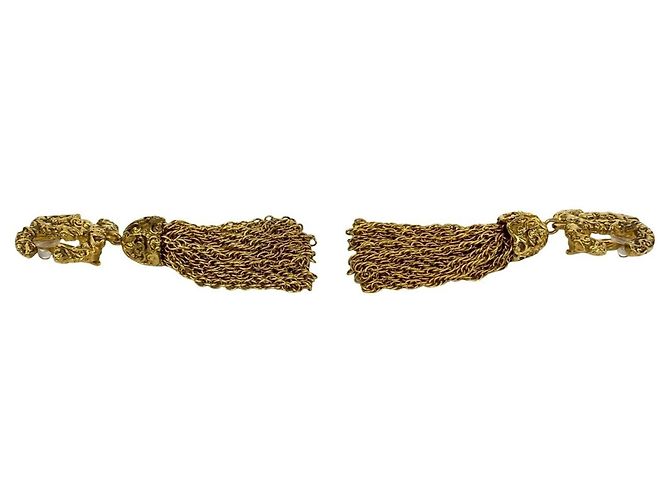 Orecchini a clip Chanel Vintage Coco Mark con nappa D'oro - vista 4