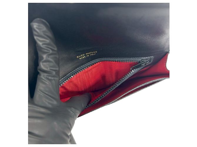 Pochette GUCCI Vintage GG Logo Hardware Sherry Line Nero Rosso Verde - vista 10