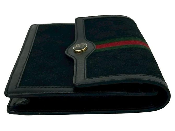 Pochette GUCCI Vintage GG Logo Hardware Sherry Line Nero Rosso Verde - vista 5