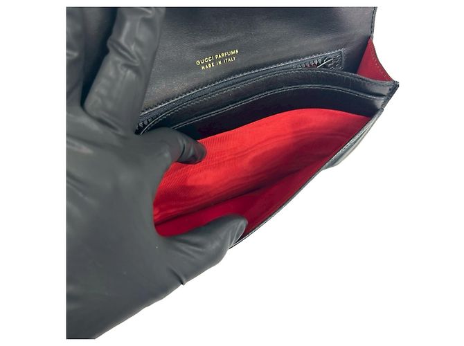 Pochette GUCCI Vintage GG Logo Hardware Sherry Line Nero Rosso Verde - vista 9