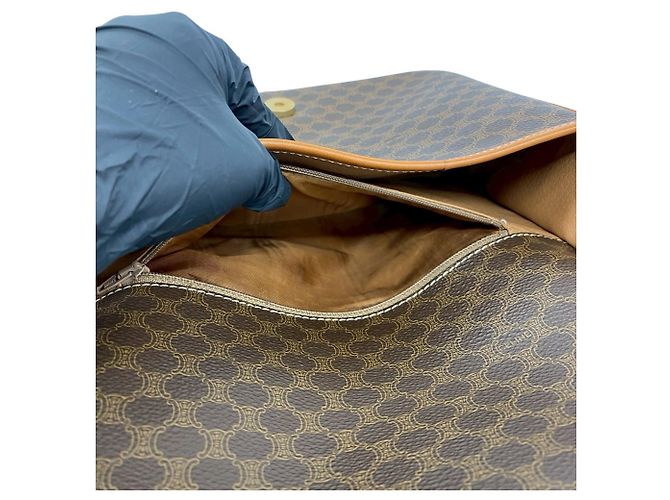 Céline Celine Vintage Macadam Blazon Triomphe Pattern Schultertasche Braun - Ansicht 10