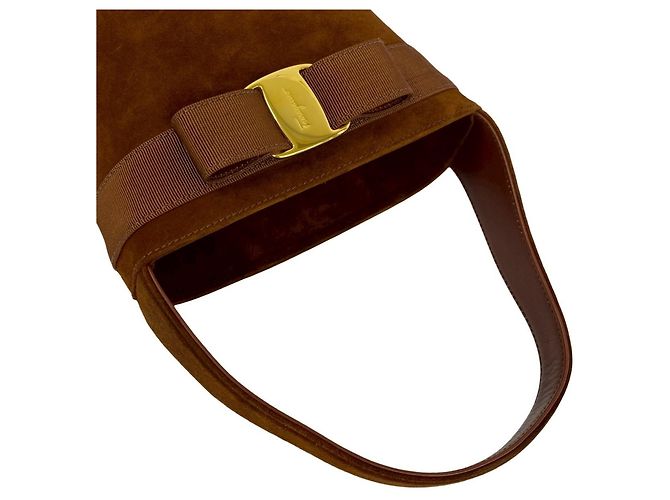 Mini borsa in scamosciato marrone Salvatore Ferragamo - vista 4
