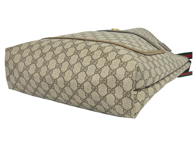 Borsa Tote GUCCI Vintage Sherry Line GG Logo Marrone Rosso Verde - vista 8