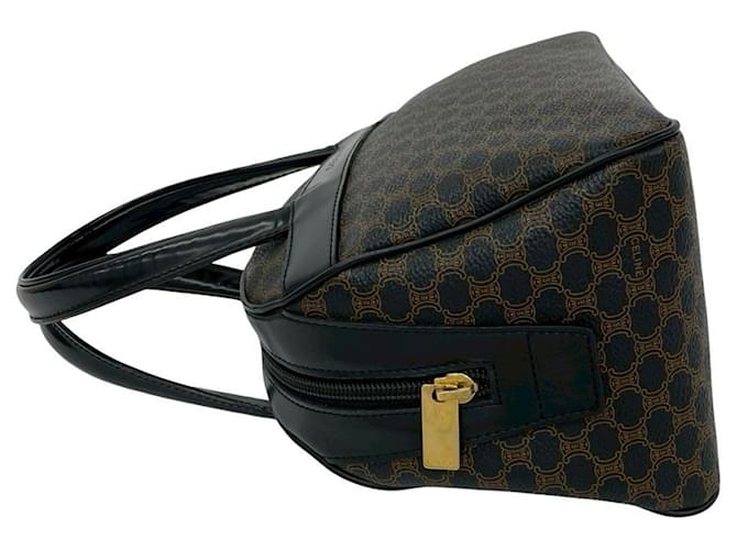 Céline Celine Macadam Blazon Triomphe Pattern Lederhandtasche Braun Schwarz - Ansicht 5