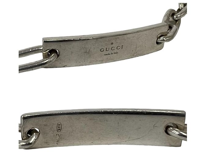 Bracciale a catena con placca identificativa Gucci Vintage Argento - vista 3