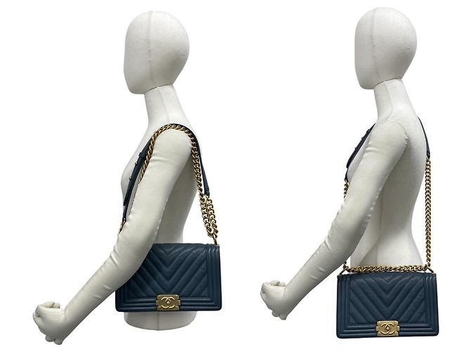 Borsa a tracolla Chanel Boy Chanel Coco Mark Chain Blu - vista 2