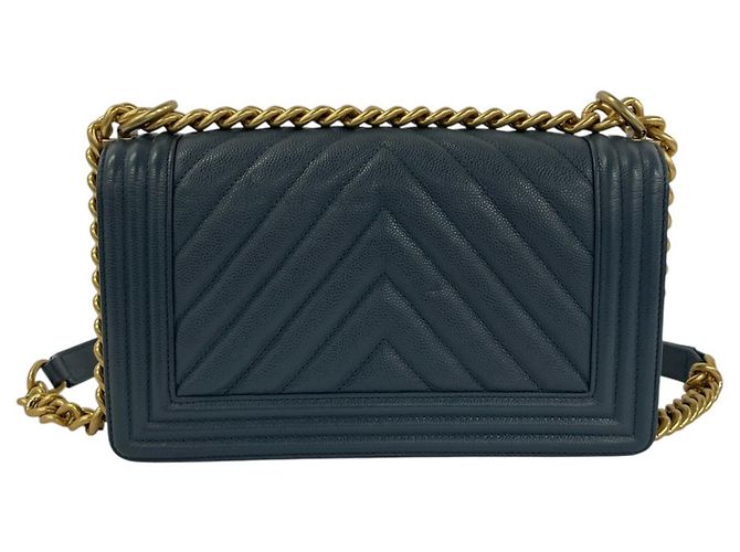 Borsa a tracolla Chanel Boy Chanel Coco Mark Chain Blu - vista 3