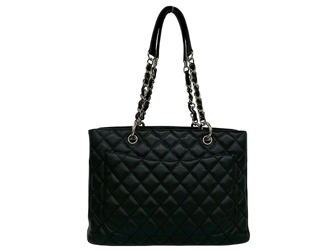 Borsa Tote Chanel GST Nera in Pelle di Vitello Martellata Nero - vista 3