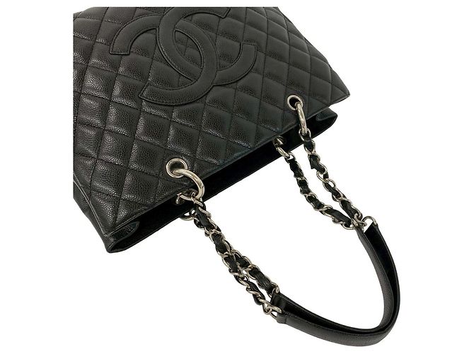 Borsa Tote Chanel GST Nera in Pelle di Vitello Martellata Nero - vista 4