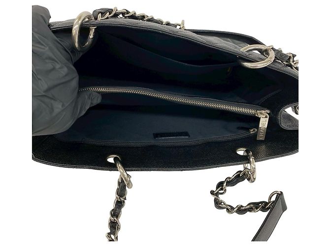 Borsa Tote Chanel GST Nera in Pelle di Vitello Martellata Nero - vista 9