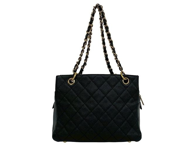 CHANEL Borsa a Spalla Matelassé Coco Mark in Pelle Caviar Nero - vista 3