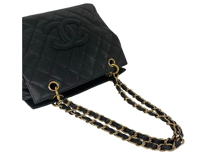 CHANEL Borsa a Spalla Matelassé Coco Mark in Pelle Caviar Nero - vista 4