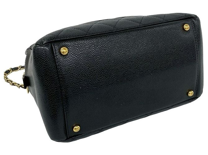 CHANEL Borsa a Spalla Matelassé Coco Mark in Pelle Caviar Nero - vista 7