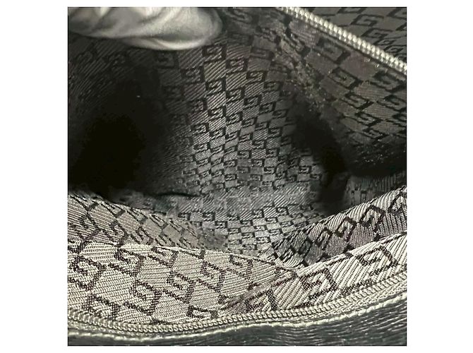 Borsa Tote GUCCI Vintage Black Canvas Leather Nero - vista 10