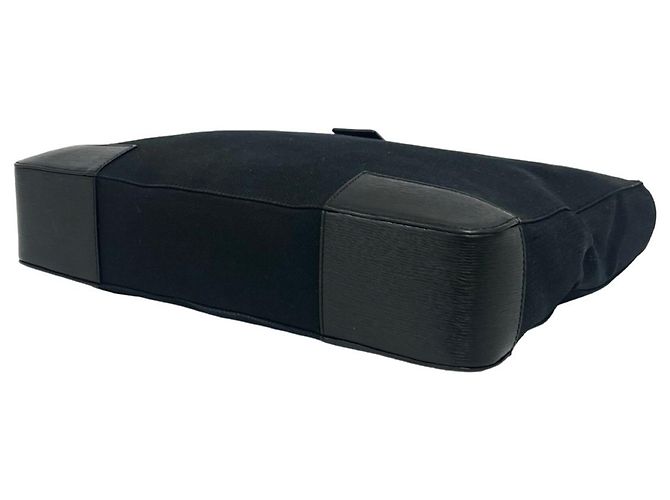 Borsa Tote GUCCI Vintage Black Canvas Leather Nero - vista 8