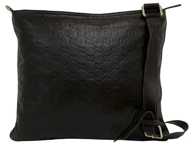 Borsa a tracolla in pelle Gucci Guccissima con logo GG Marrone - vista 3