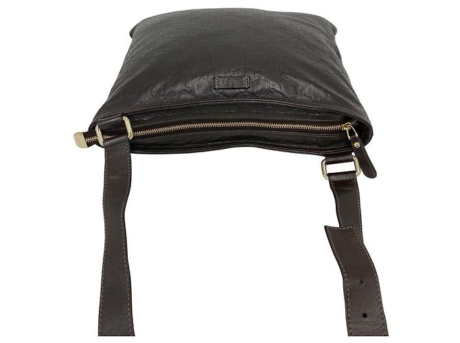 Borsa a tracolla in pelle Gucci Guccissima con logo GG Marrone - vista 4
