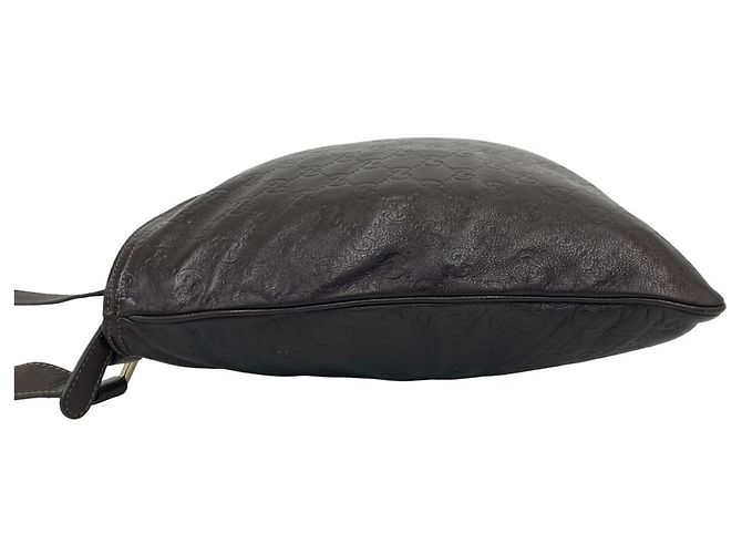 Borsa a tracolla in pelle Gucci Guccissima con logo GG Marrone - vista 5