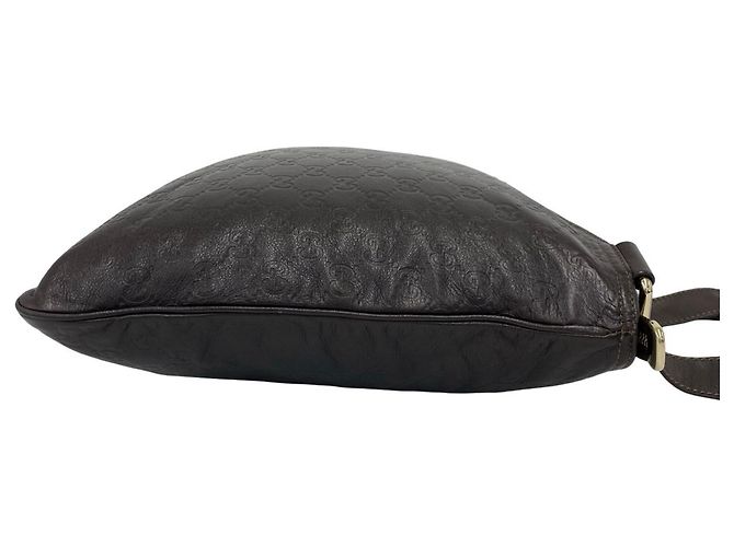 Borsa a tracolla in pelle Gucci Guccissima con logo GG Marrone - vista 6