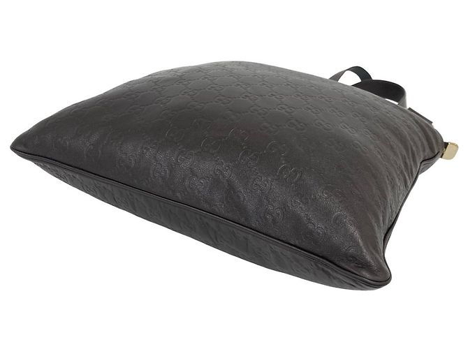 Borsa a tracolla in pelle Gucci Guccissima con logo GG Marrone - vista 8