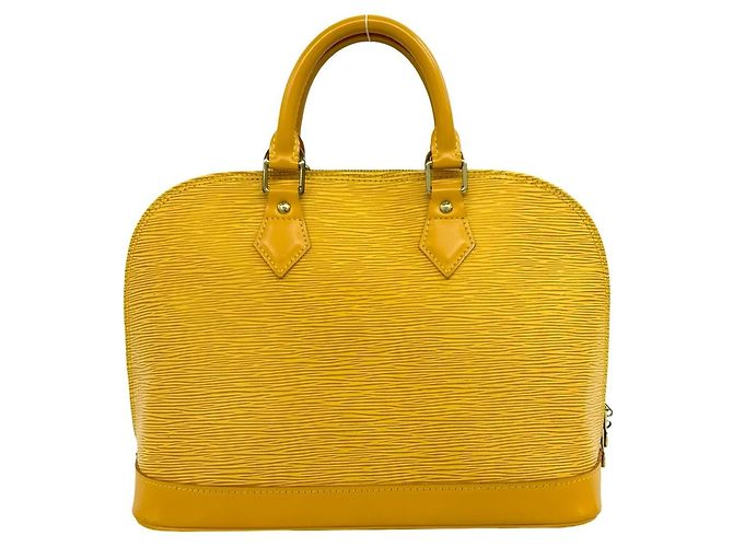 Borsa a mano rotonda con zip Alma in pelle Epi Louis Vuitton Giallo - vista 3