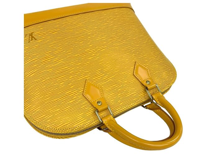 Borsa a mano rotonda con zip Alma in pelle Epi Louis Vuitton Giallo - vista 4