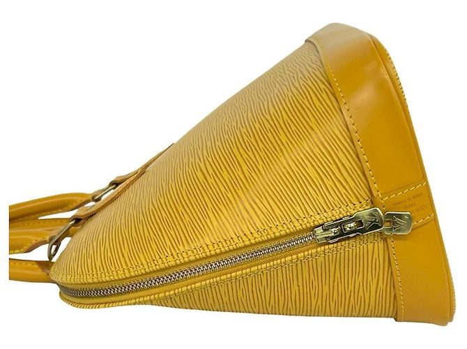 Borsa a mano rotonda con zip Alma in pelle Epi Louis Vuitton Giallo - vista 5