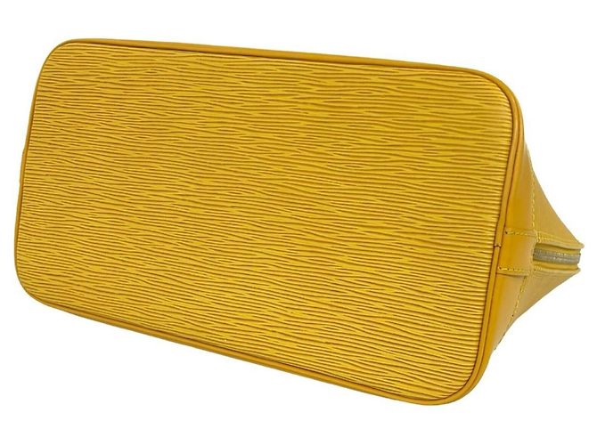 Borsa a mano rotonda con zip Alma in pelle Epi Louis Vuitton Giallo - vista 8
