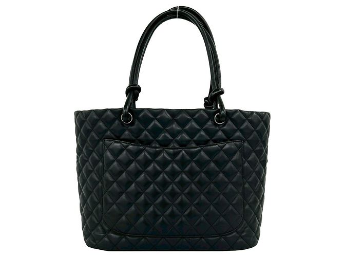 Chanel Cambon Line Coco Mark Leder Tote Bag Schwarz - Ansicht 3
