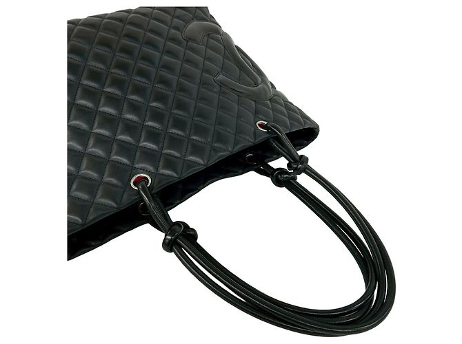 Chanel Cambon Line Coco Mark Leder Tote Bag Schwarz - Ansicht 4