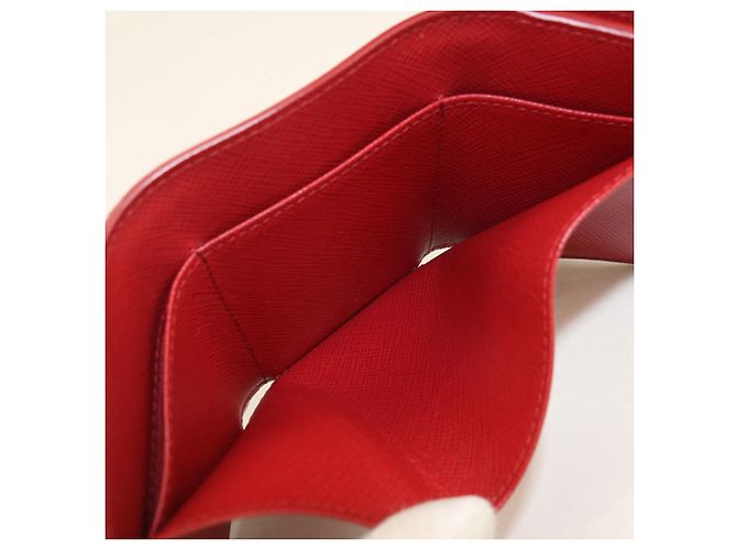 Portafoglio tripartito Prada in pelle di vitello rossa Rosso - vista 4