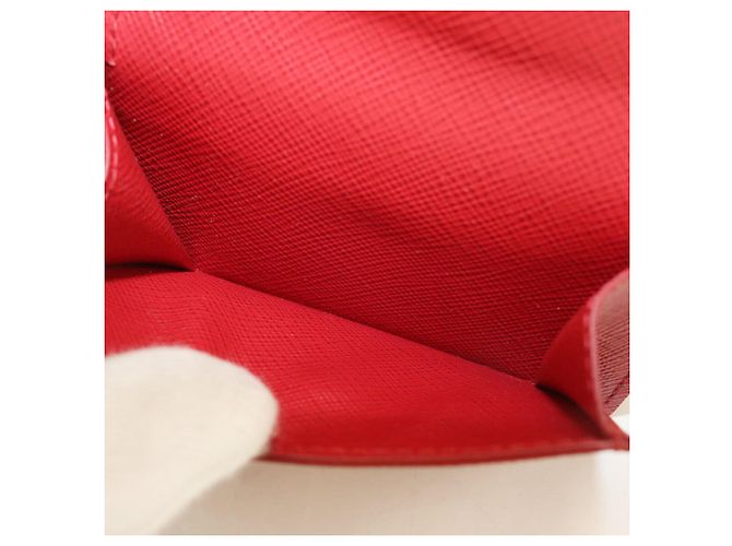 Portafoglio tripartito Prada in pelle di vitello rossa Rosso - vista 5